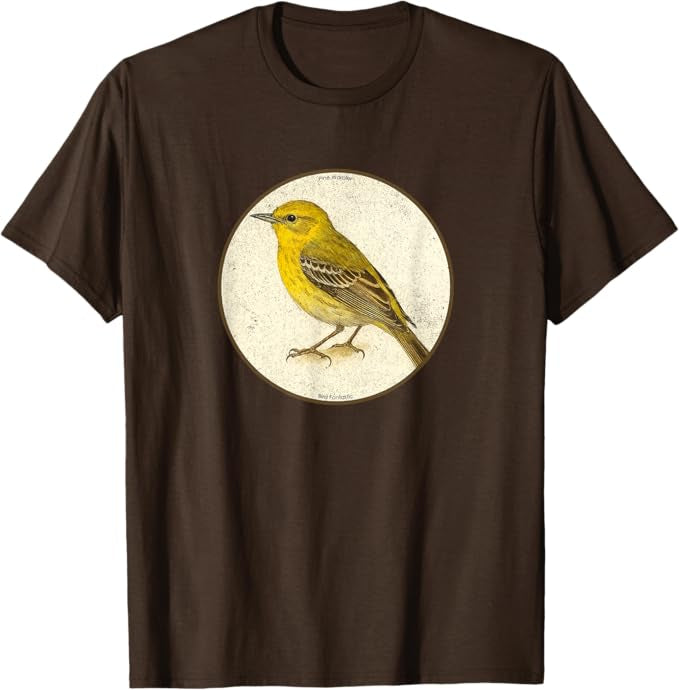Retro Pine Warbler Bird Design T-Shirt Design 10 Colors by Bird Fantastic | Birding Graphic Tee