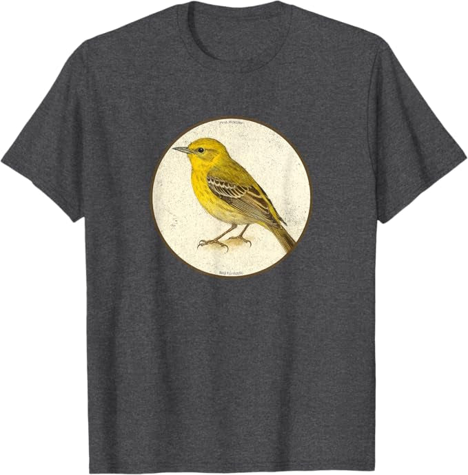 Retro Pine Warbler Bird Design T-Shirt Design 10 Colors by Bird Fantastic | Birding Graphic Tee