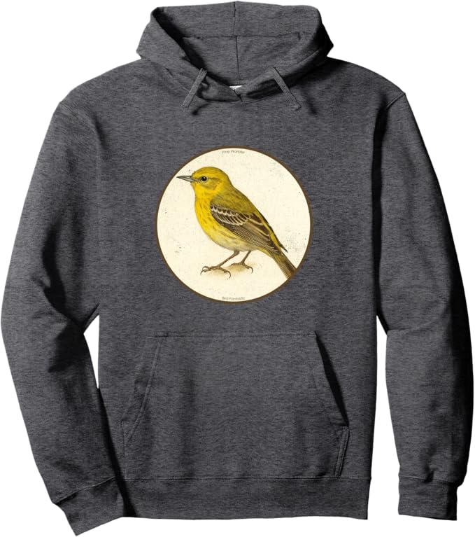 Retro Pine Warbler Hoodie – Vintage Bird Design Sweatshirt