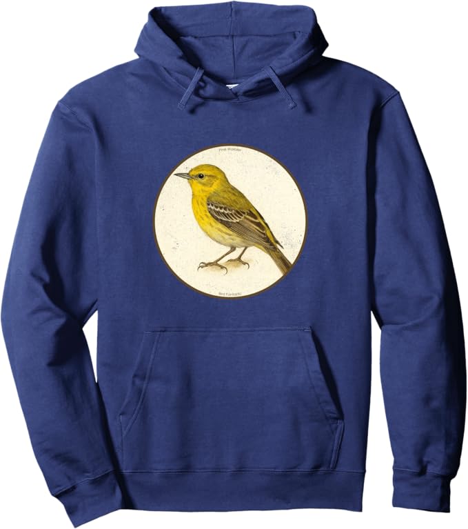 Retro Pine Warbler Hoodie – Vintage Bird Design Sweatshirt