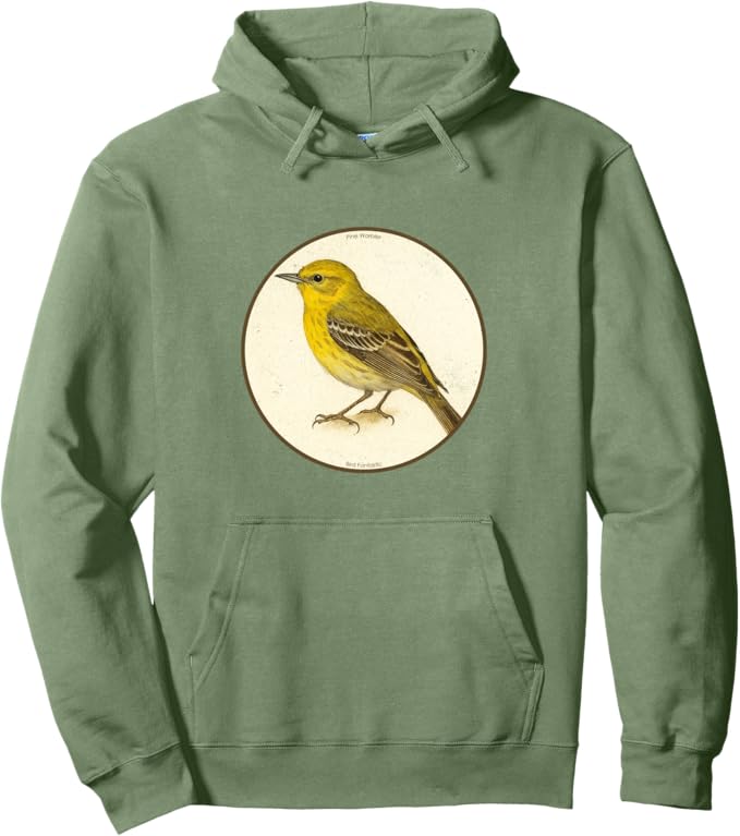 Retro Pine Warbler Hoodie – Vintage Bird Design Sweatshirt