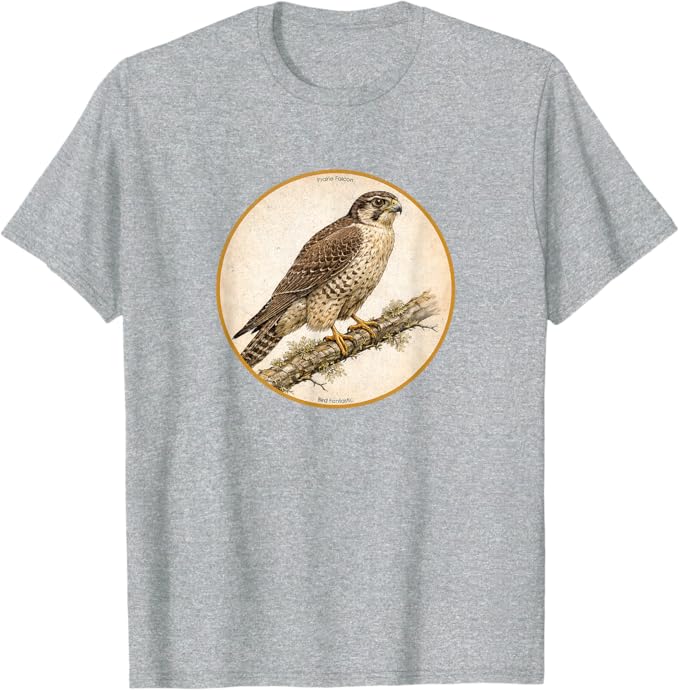 Retro Prairie Falcon T-Shirt Design 10 Colors by Bird Fantastic | Birding Graphic Tee