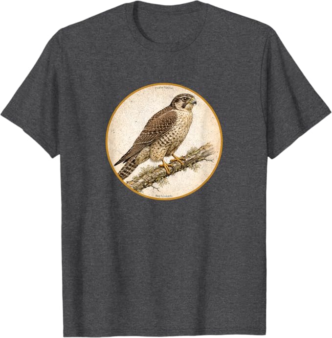 Retro Prairie Falcon T-Shirt Design 10 Colors by Bird Fantastic | Birding Graphic Tee