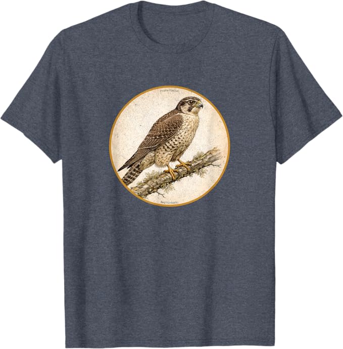 Retro Prairie Falcon T-Shirt Design 10 Colors by Bird Fantastic | Birding Graphic Tee