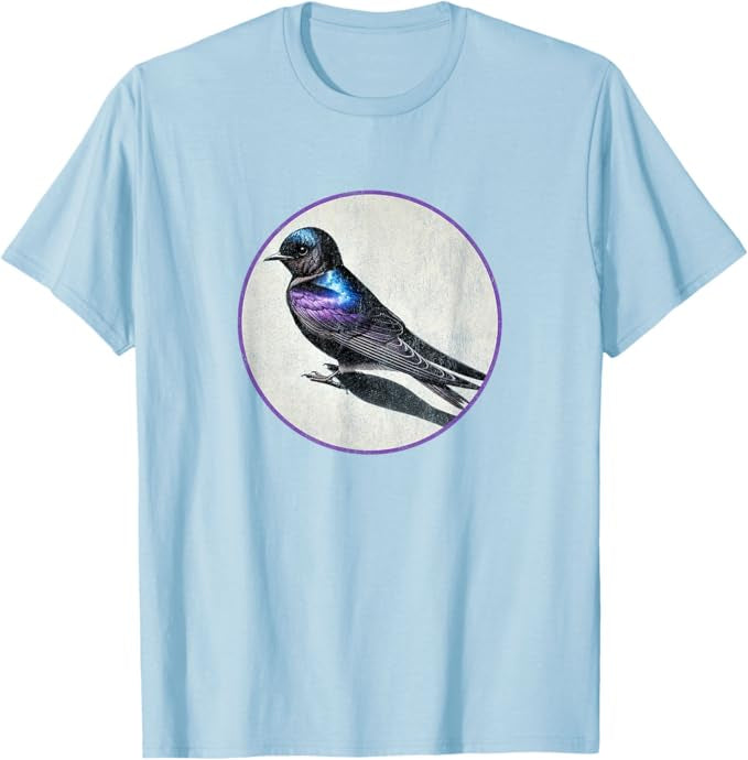 Purple Martin T-Shirt Retro Design by Bird.fan | Men's Birding Graphic Tee
