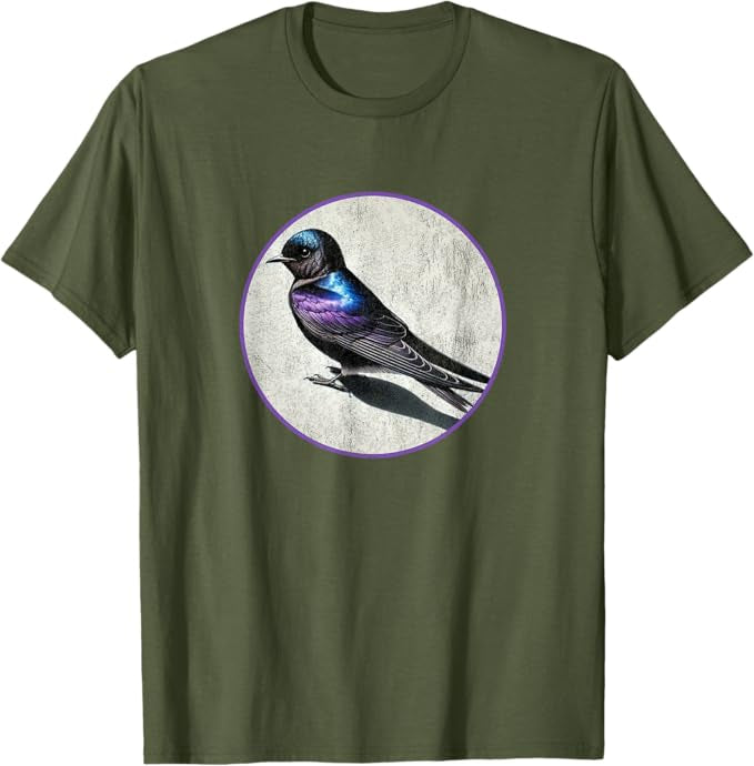 Purple Martin T-Shirt Retro Design by Bird.fan | Men's Birding Graphic Tee