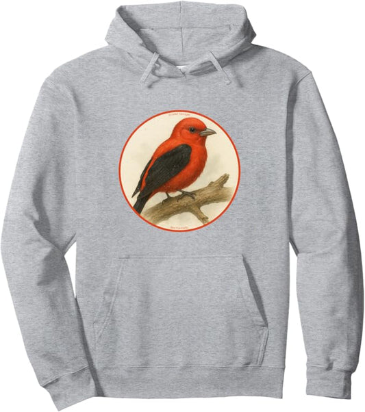 Retro Scarlet Tanager Hoodie – Vintage Bird Design Sweatshirt