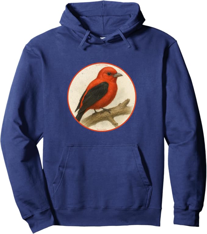 Retro Scarlet Tanager Hoodie – Vintage Bird Design Sweatshirt