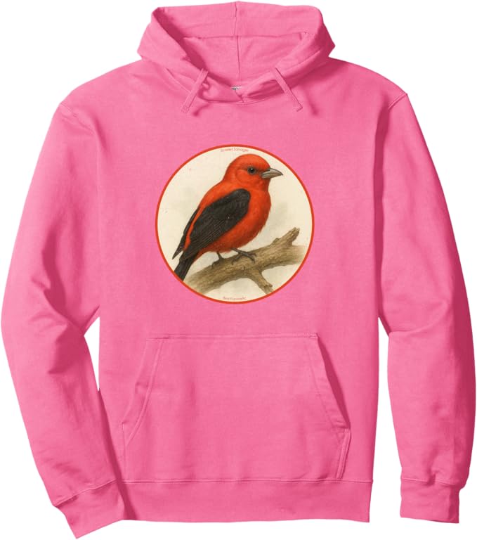 Retro Scarlet Tanager Hoodie – Vintage Bird Design Sweatshirt