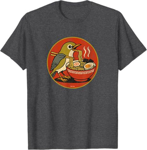 Retro Ramen Bird Funny T-Shirt by Bird.fan Cute Graphic Tee