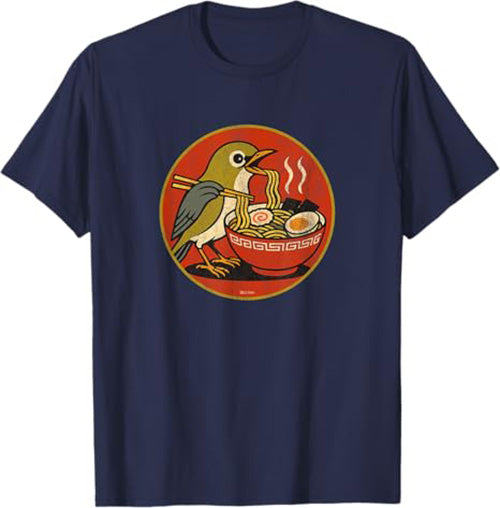 Retro Ramen Bird Funny T-Shirt by Bird.fan Cute Graphic Tee