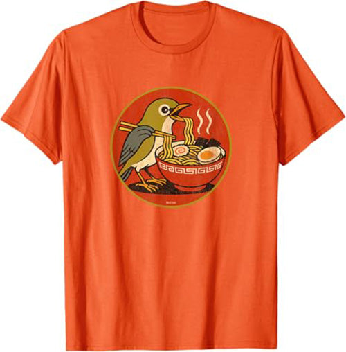 Retro Ramen Bird Funny T-Shirt by Bird.fan Cute Graphic Tee