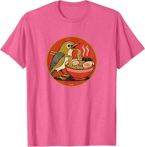 Retro Ramen Bird Funny T-Shirt by Bird.fan Cute Graphic Tee