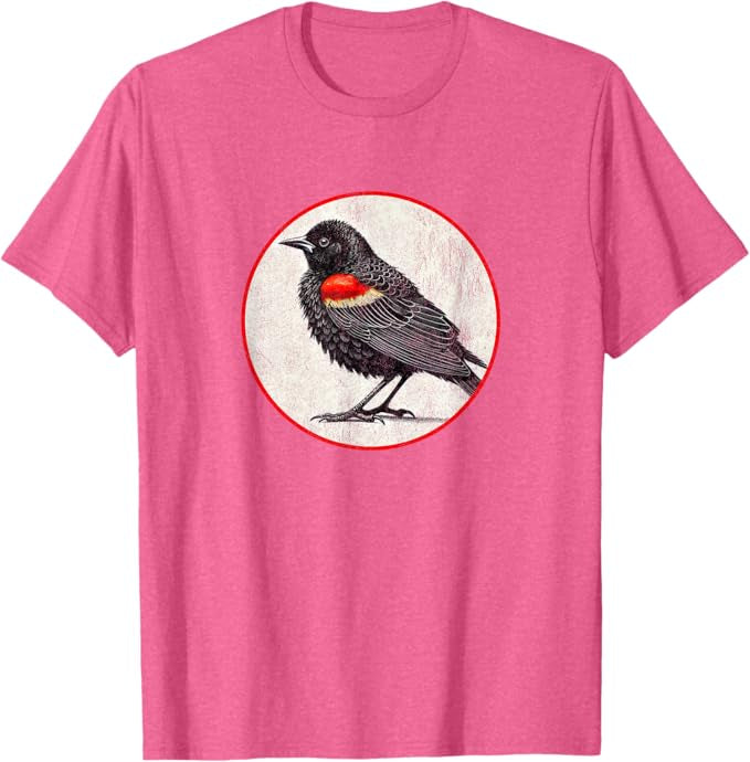 Red-Winged Blackbird T-Shirt Retro Design by Bird.fan | Men's Birding Graphic Tee