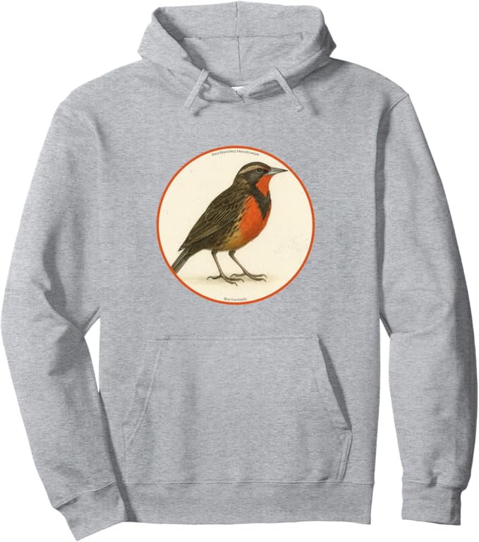 Retro Red-Breasted Meadowlark Hoodie – Vintage Bird Design Sweatshirt