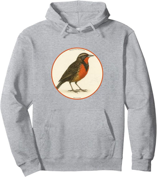 Retro Red-Breasted Meadowlark Hoodie – Vintage Bird Design Sweatshirt