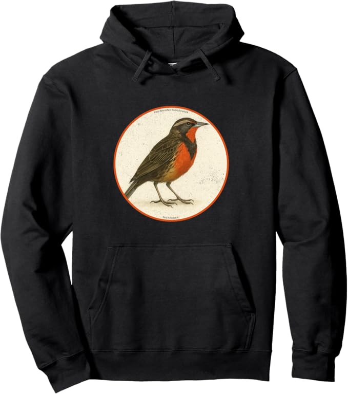 Retro Red-Breasted Meadowlark Hoodie – Vintage Bird Design Sweatshirt