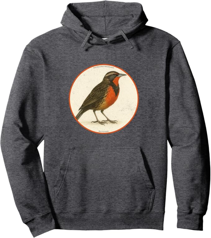 Retro Red-Breasted Meadowlark Hoodie – Vintage Bird Design Sweatshirt