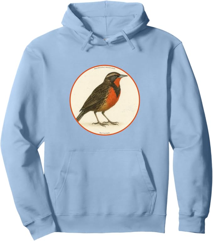 Retro Red-Breasted Meadowlark Hoodie – Vintage Bird Design Sweatshirt