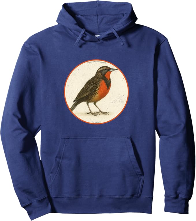 Retro Red-Breasted Meadowlark Hoodie – Vintage Bird Design Sweatshirt