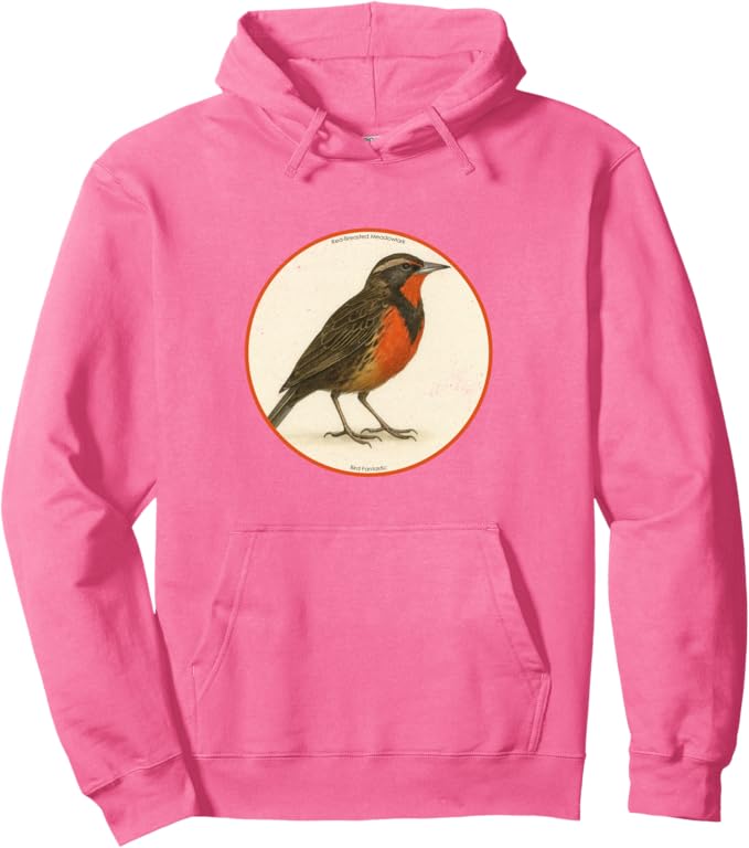 Retro Red-Breasted Meadowlark Hoodie – Vintage Bird Design Sweatshirt