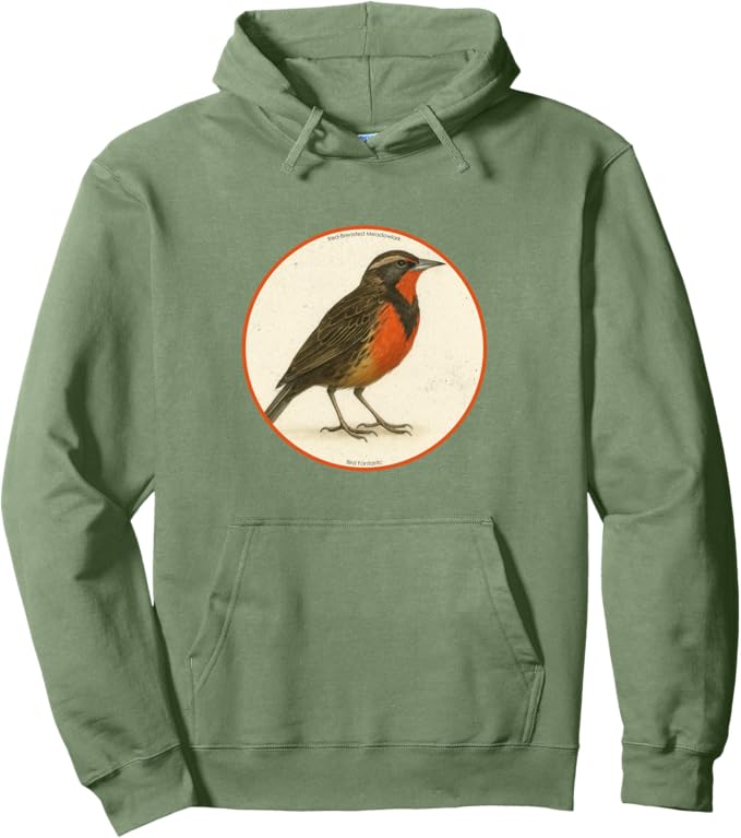 Retro Red-Breasted Meadowlark Hoodie – Vintage Bird Design Sweatshirt