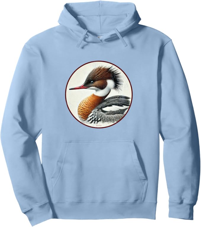 Retro Red-Breasted Merganser Hoodie – Vintage Bird Design Sweatshirt