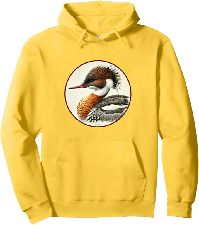 Retro Red-Breasted Merganser Hoodie – Vintage Bird Design Sweatshirt