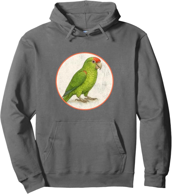 Retro Red Crowned Parrot Hoodie – Vintage Bird Design Sweatshirt