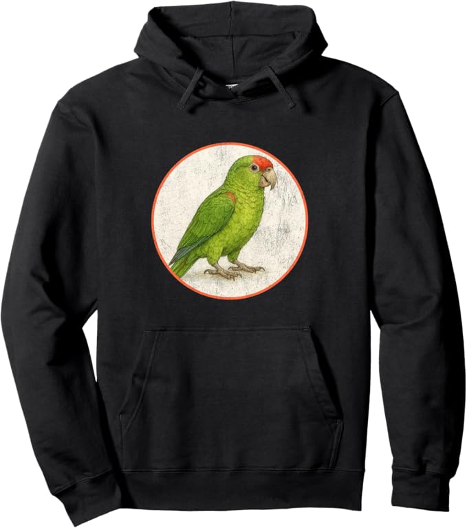 Retro Red Crowned Parrot Hoodie – Vintage Bird Design Sweatshirt