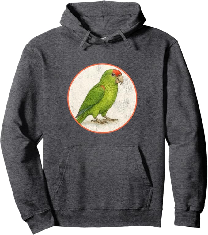 Retro Red Crowned Parrot Hoodie – Vintage Bird Design Sweatshirt