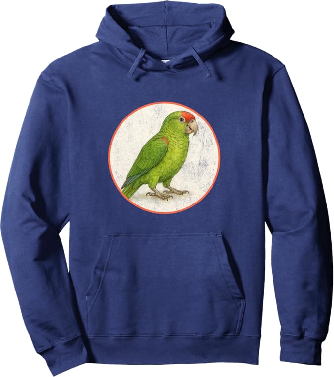 Retro Red Crowned Parrot Hoodie – Vintage Bird Design Sweatshirt