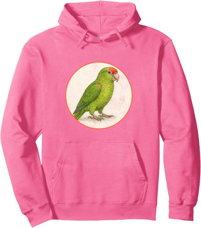 Retro Red Crowned Parrot Hoodie – Vintage Bird Design Sweatshirt