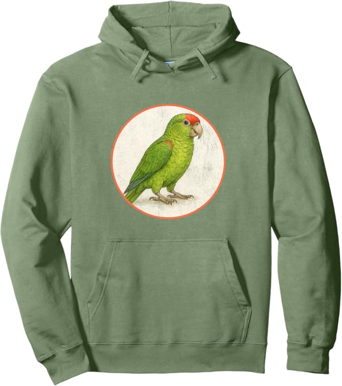 Retro Red Crowned Parrot Hoodie – Vintage Bird Design Sweatshirt