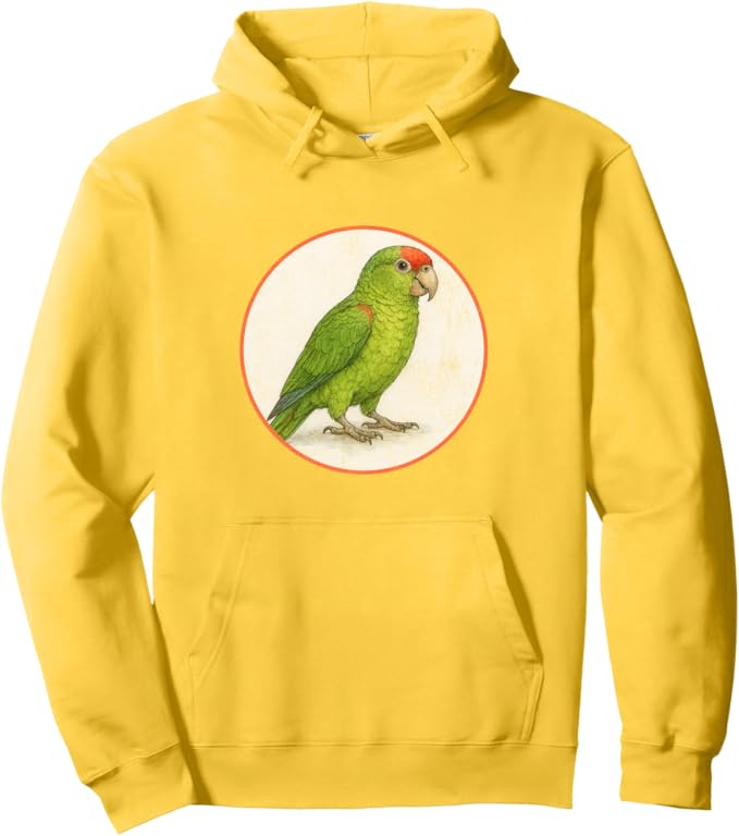 Retro Red Crowned Parrot Hoodie – Vintage Bird Design Sweatshirt