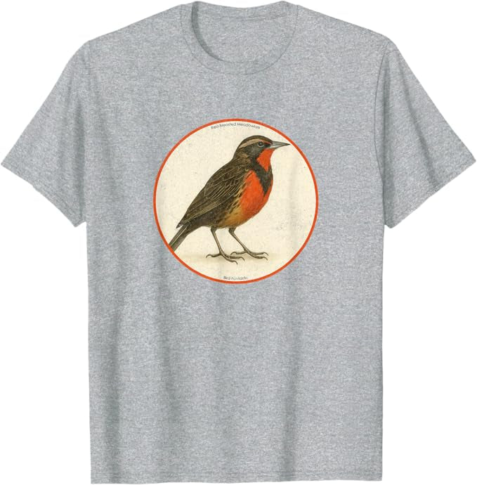 Retro Red-Breasted Meadowlark Bird Design T-Shirt Design 10 Colors by Bird Fantastic | Birding Graphic Tee