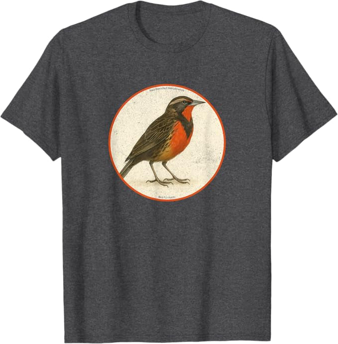 Retro Red-Breasted Meadowlark Bird Design T-Shirt Design 10 Colors by Bird Fantastic | Birding Graphic Tee