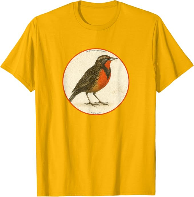 Retro Red-Breasted Meadowlark Bird Design T-Shirt Design 10 Colors by Bird Fantastic | Birding Graphic Tee