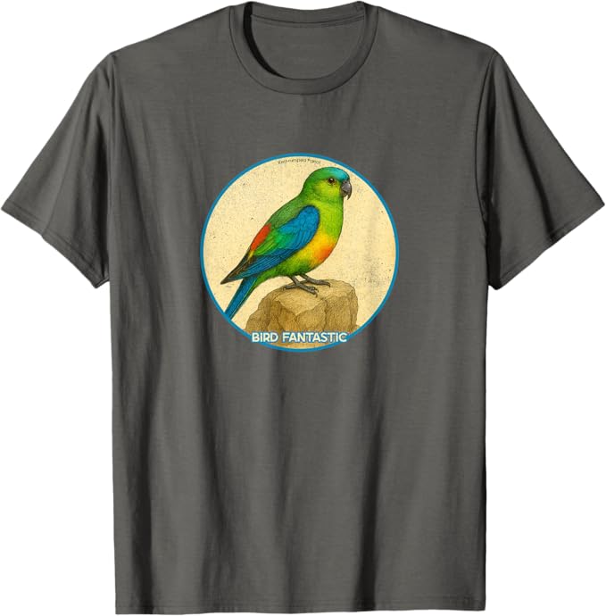 Retro Red-Rumped Parrot T-Shirt Design 10 Colors by Bird Fantastic | Birding Graphic Tee