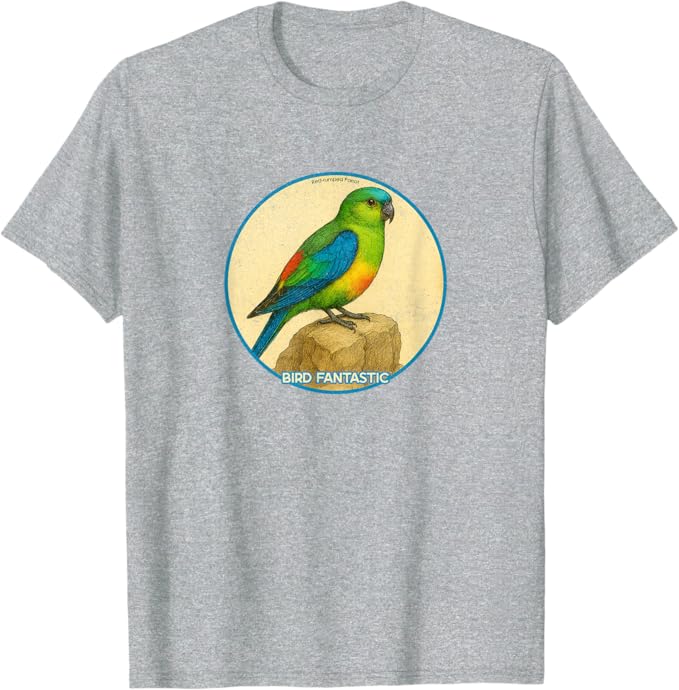 Retro Red-Rumped Parrot T-Shirt Design 10 Colors by Bird Fantastic | Birding Graphic Tee