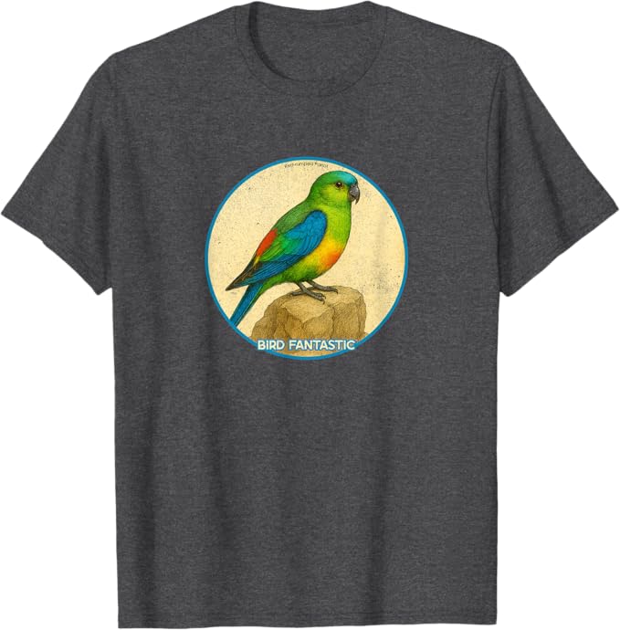 Retro Red-Rumped Parrot T-Shirt Design 10 Colors by Bird Fantastic | Birding Graphic Tee