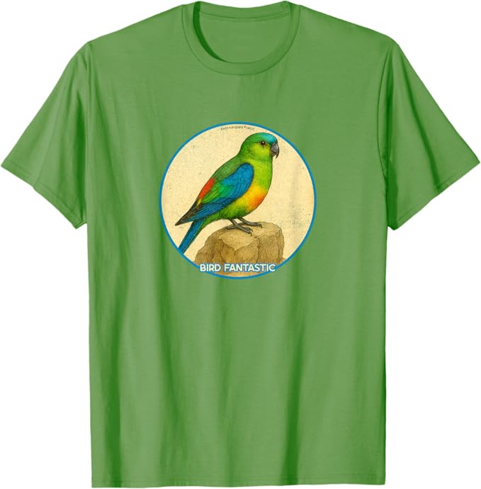 Retro Red-Rumped Parrot T-Shirt Design 10 Colors by Bird Fantastic | Birding Graphic Tee