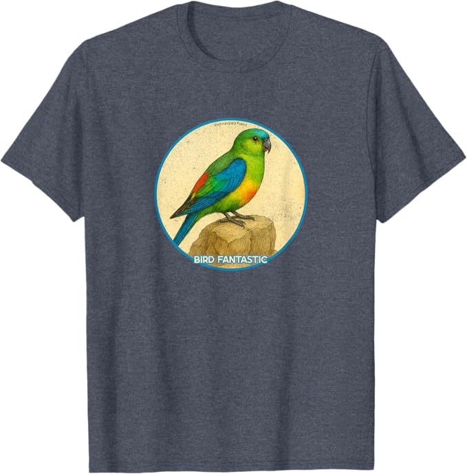Retro Red-Rumped Parrot T-Shirt Design 10 Colors by Bird Fantastic | Birding Graphic Tee