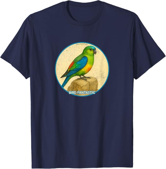 Retro Red-Rumped Parrot T-Shirt Design 10 Colors by Bird Fantastic | Birding Graphic Tee