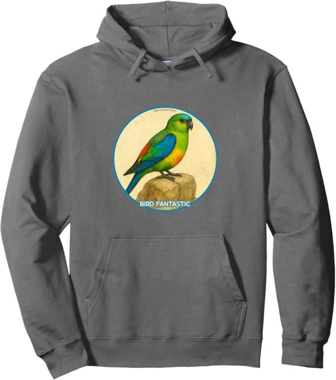 Retro Red-Rumped Parrot Hoodie – Vintage Bird Design Sweatshirt