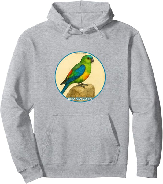 Retro Red-Rumped Parrot Hoodie – Vintage Bird Design Sweatshirt