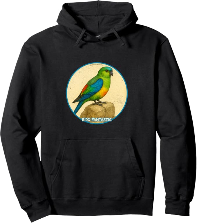 Retro Red-Rumped Parrot Hoodie – Vintage Bird Design Sweatshirt