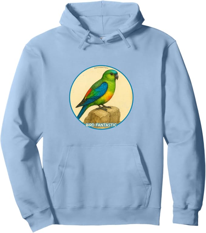 Retro Red-Rumped Parrot Hoodie – Vintage Bird Design Sweatshirt