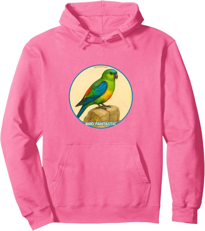 Retro Red-Rumped Parrot Hoodie – Vintage Bird Design Sweatshirt