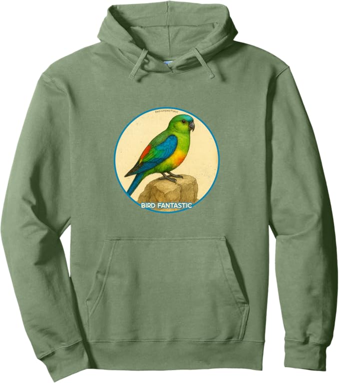 Retro Red-Rumped Parrot Hoodie – Vintage Bird Design Sweatshirt